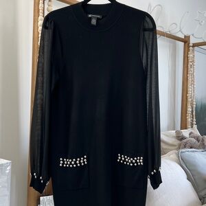 INC International Concepts Black Dress with Sheer Sleeves